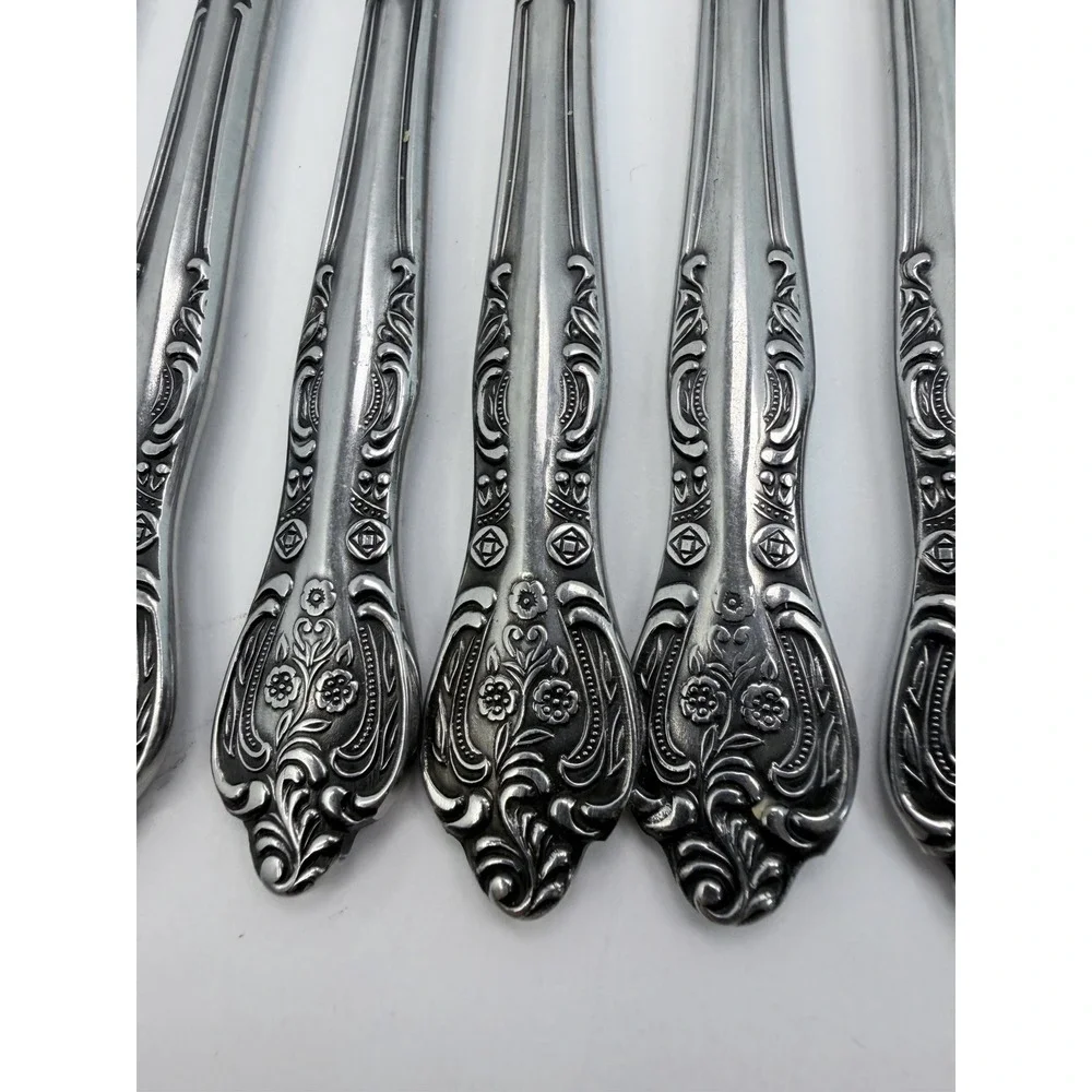Stanley Roberts DYNASTY Stainless 5 Petal Flower - Set of 7 Dinner Knives
